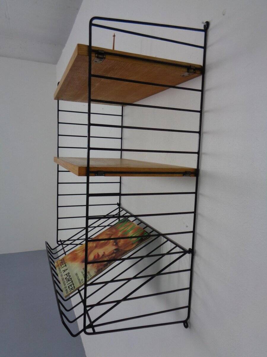 Swedish wall unit in ash and metal by Kajsa & Nils Nisse Strinning for String, 1950s