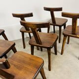 9 brutalist T chairs by Aranjou, Olavi Hänninen