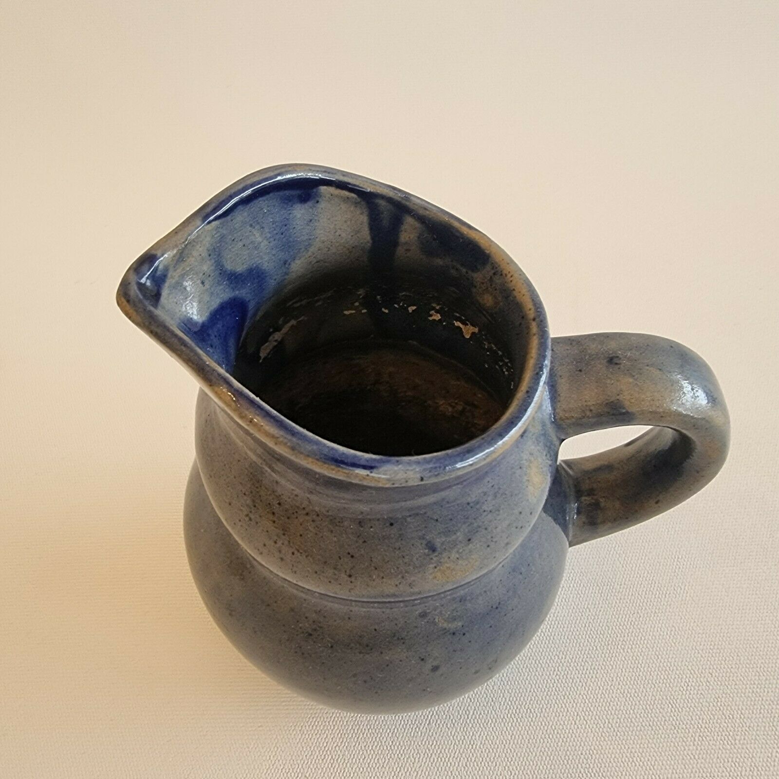 Faience Heraldique Pierrefonds Pitcher blue enamelled sandstone