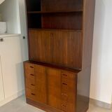 Vintage Scandinavian 2-piece secretary. Rosewood, 1970s
