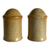 Set salière poivrier grès vintage salt pepper sandstone