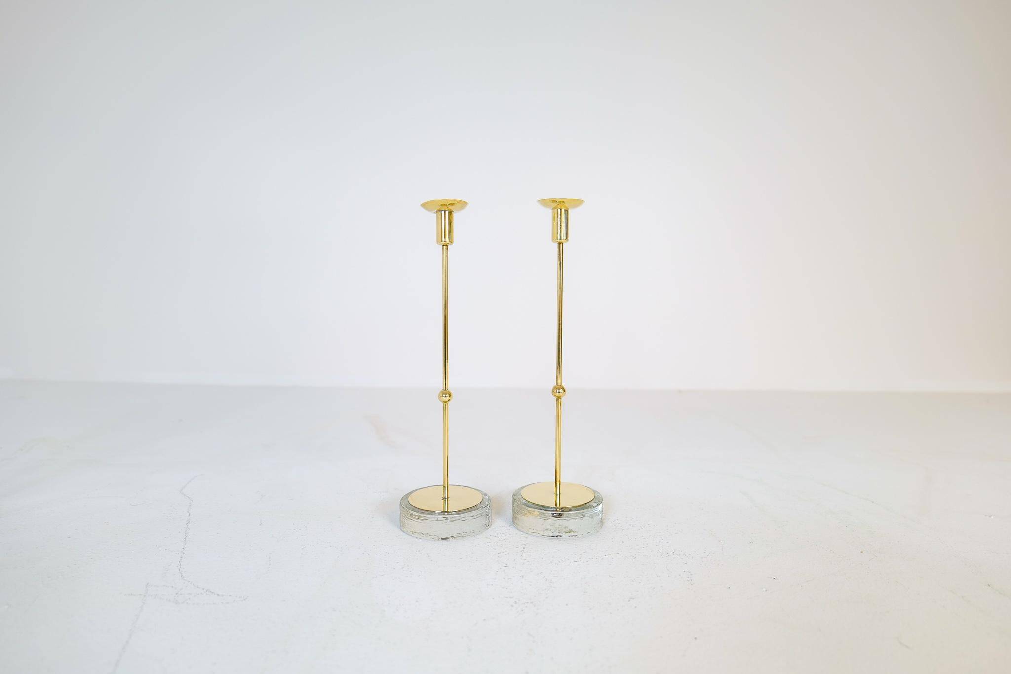 Set of 4 mid-century candle holders Ystad Metall, Sweden, 1950s