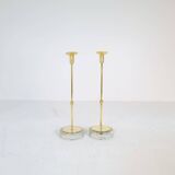 Set of 4 mid-century candle holders Ystad Metall, Sweden, 1950s