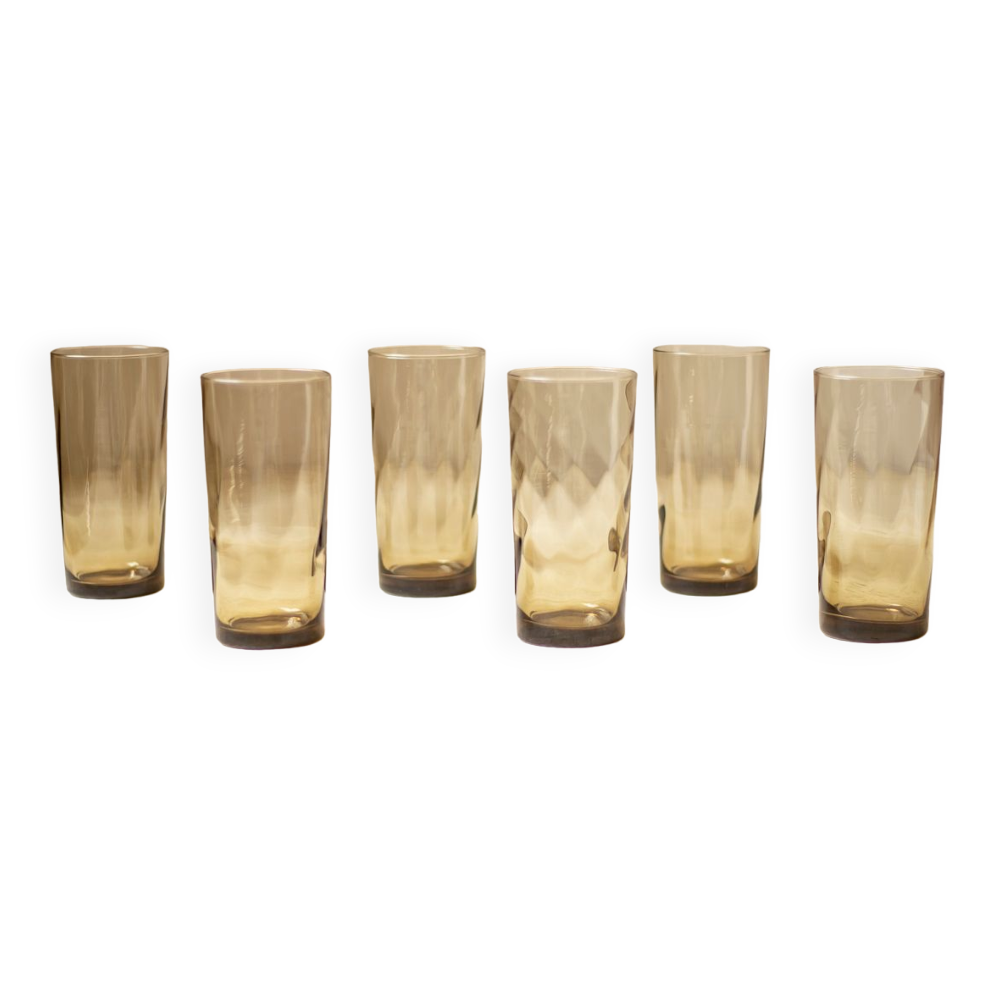 6 high glasses streaked in smoked glass