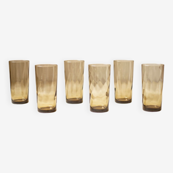 6 high glasses streaked in smoked glass