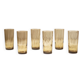 6 high glasses streaked in smoked glass