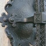 Pair of black wrought iron sconces - neo-Gothic style - from the 1950s