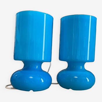 IKEA 2 vintage blue Lykta lamps