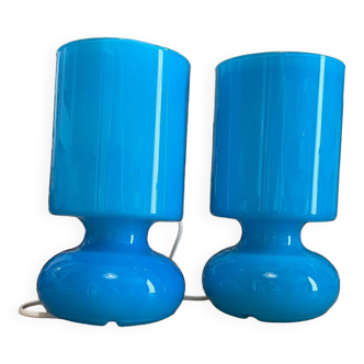 IKEA 2 vintage blue Lykta lamps