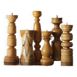 Scandinavian Wooden Candleholders, Set of 6
