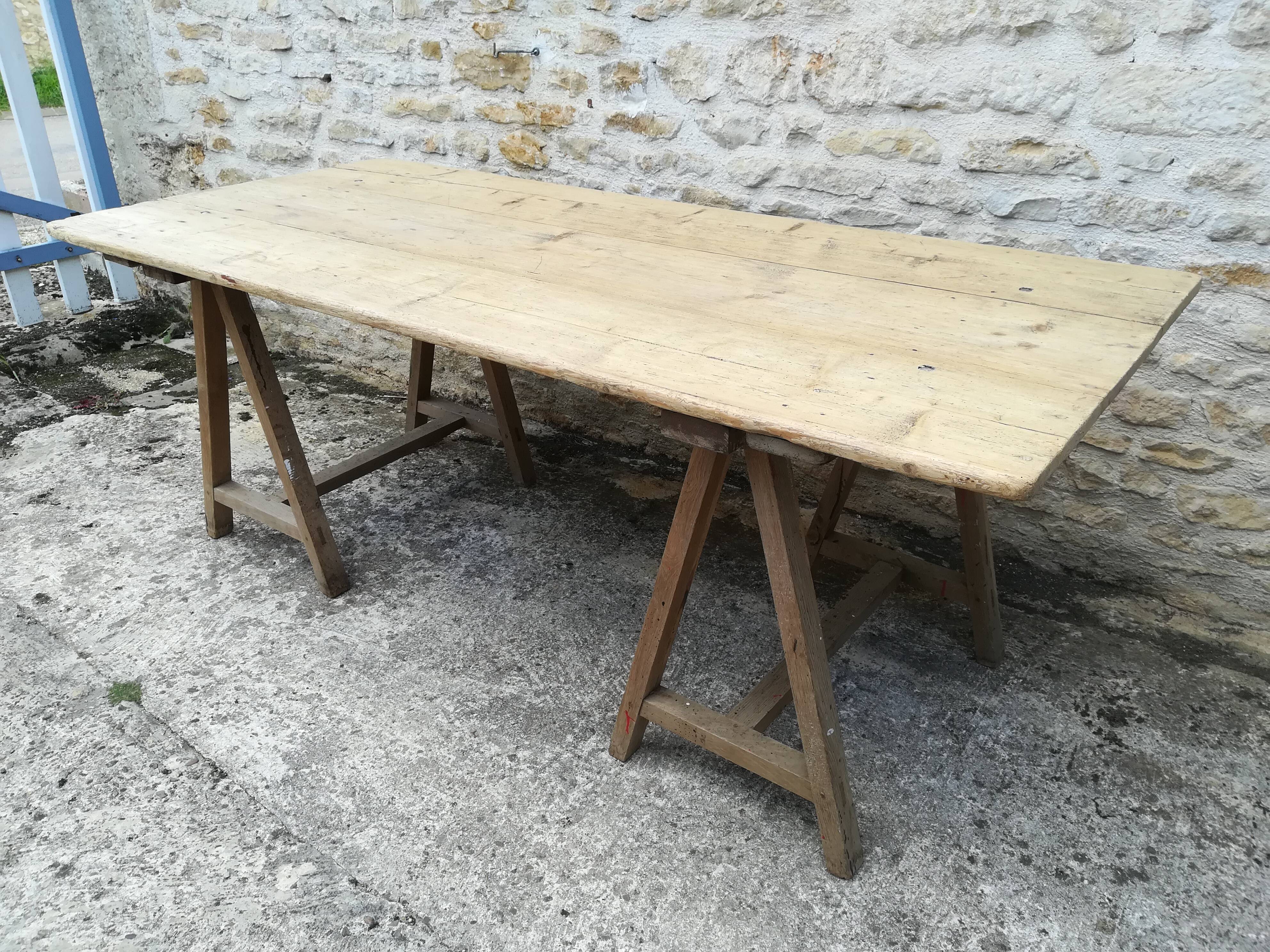 Farm table on trestles