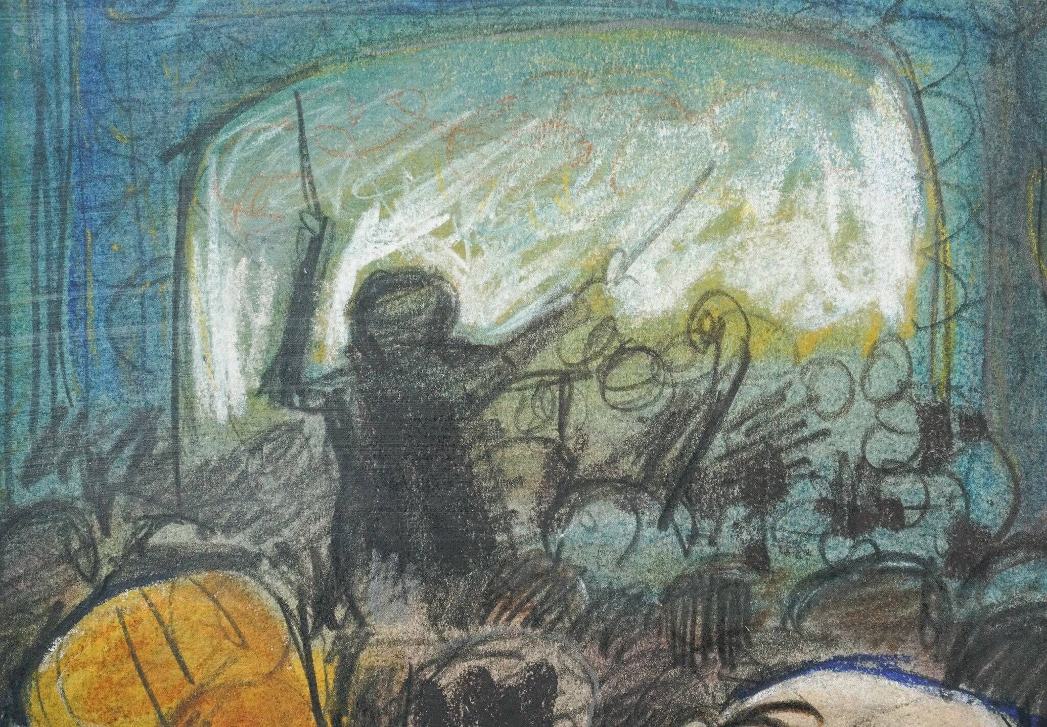Cartoon theatre scene - Pastel on paper