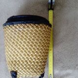 set of 3 nesting baskets in woven bamboo and leather