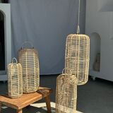 Small lantern-shaped rattan suspension H35 D15