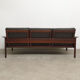 Hans olsen three seater sofa in leather and rosewood