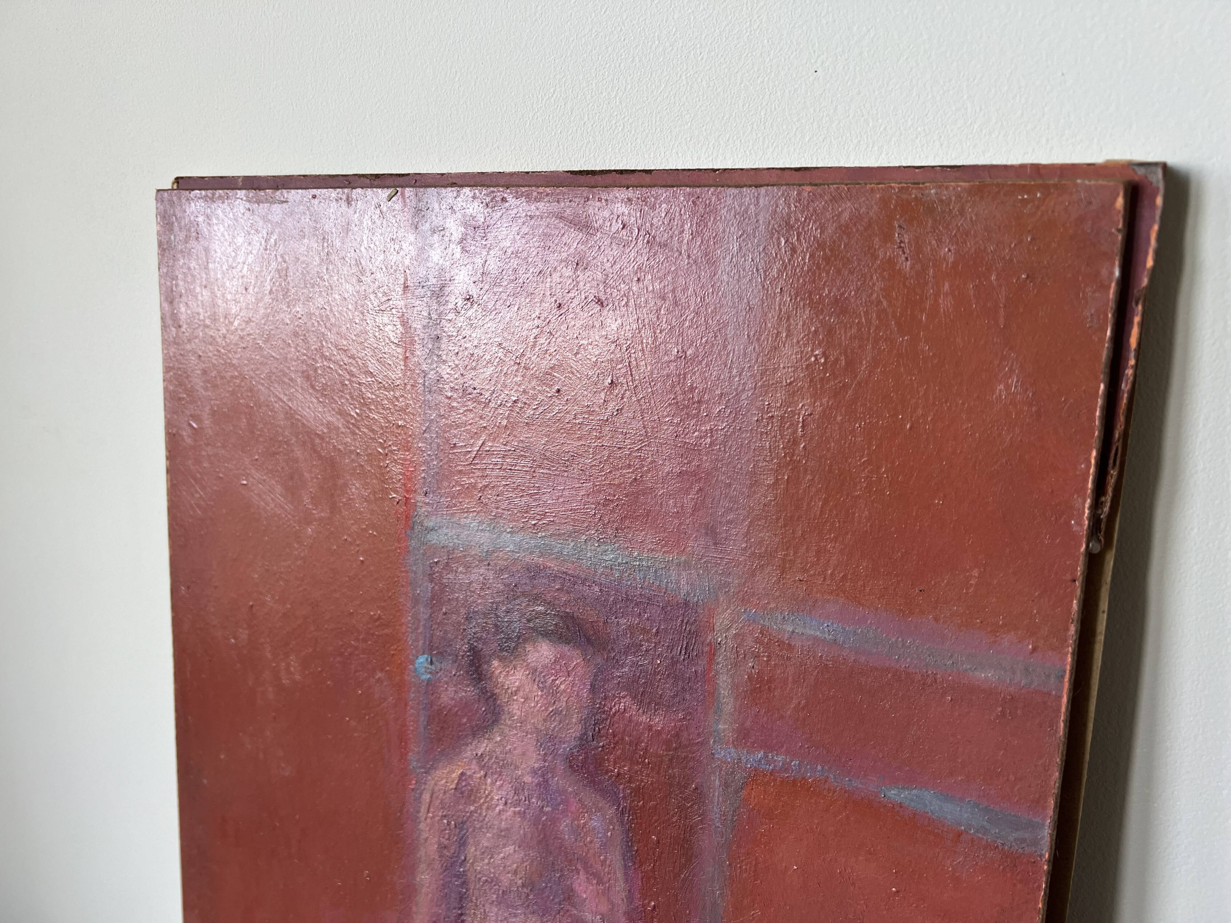 Nude figure. Oil painting on board. Mid 20th century, signed and dated 1974