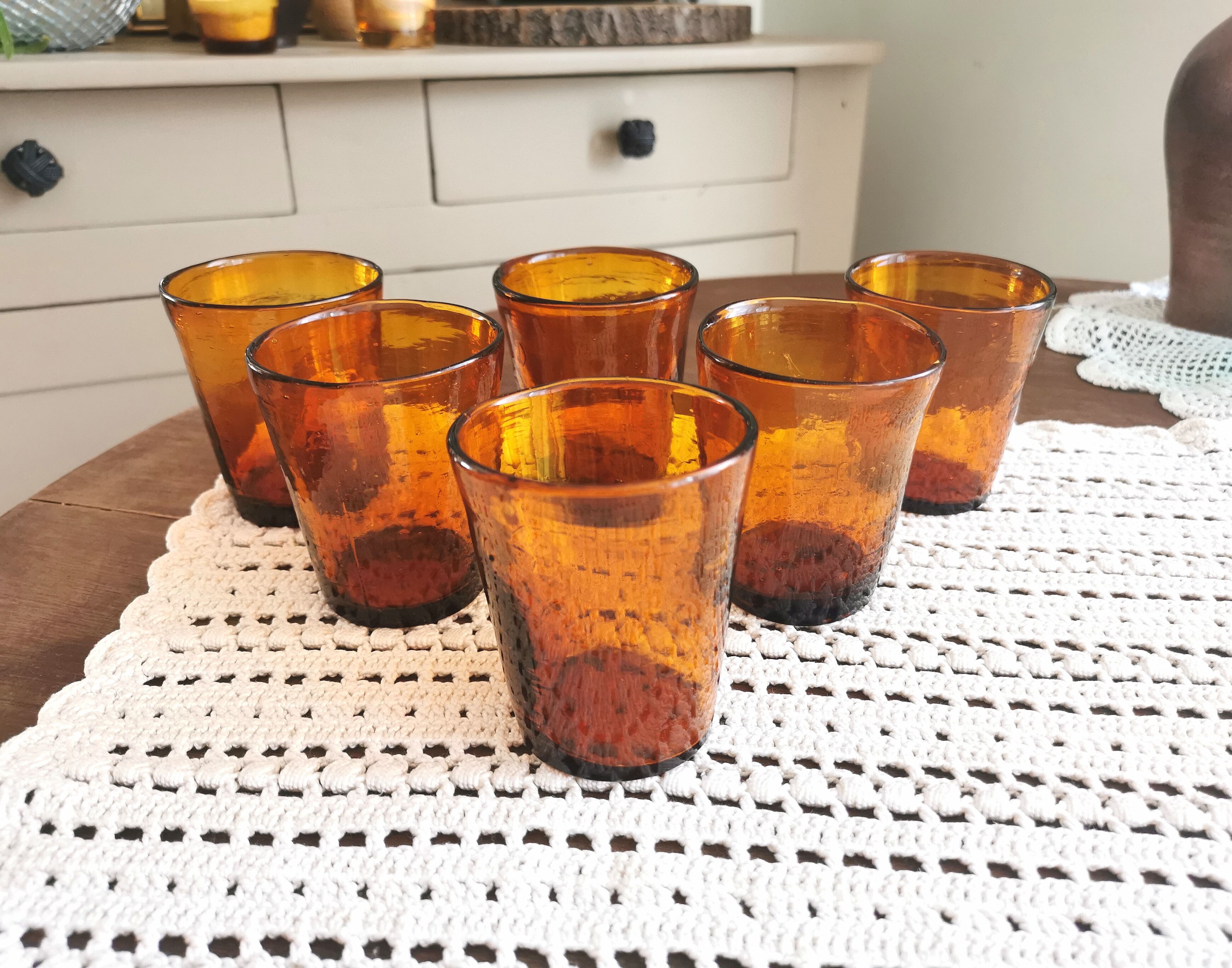 Amber blown glass, 70s