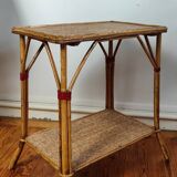 Rattan and cork side table