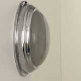 Vintage wall lamp in chromed metal and Holophane glass, France 1930