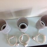 Suite of three lamps in structured glass and chrome/vintage years 70