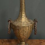 Lampe brutaliste 1970 en métal doré avec anneaux