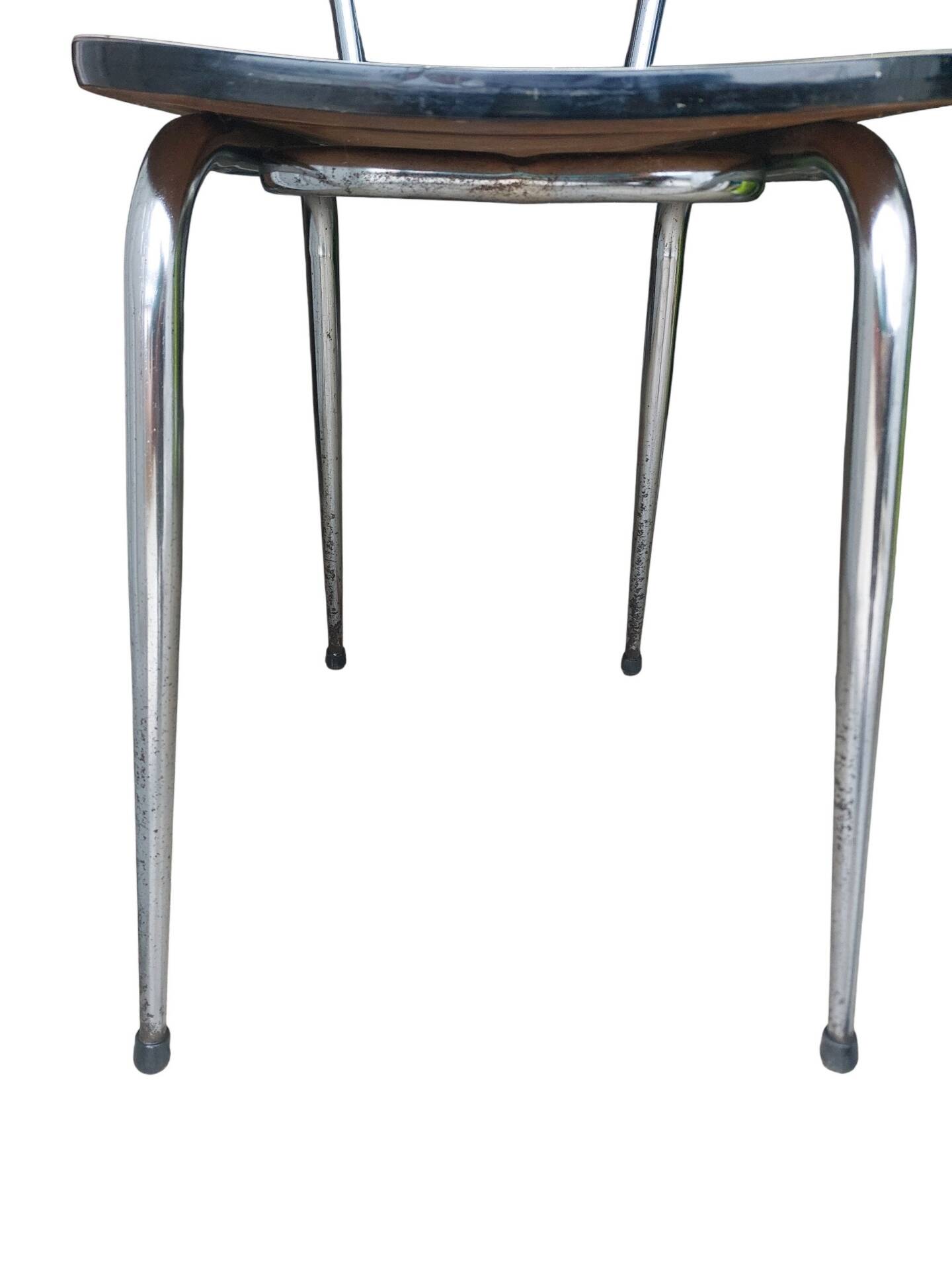 Pair of vintage chairs in light Formica and chrome metal – 1960s