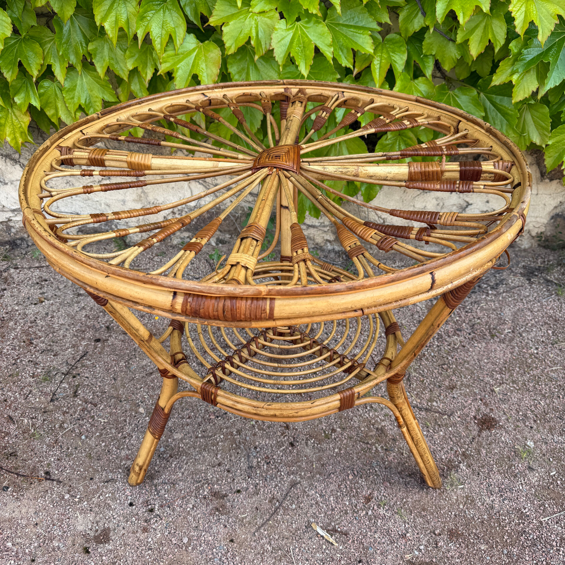 1950s rattan table from France