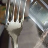 Set of 9 Christofle forks in silver metal
