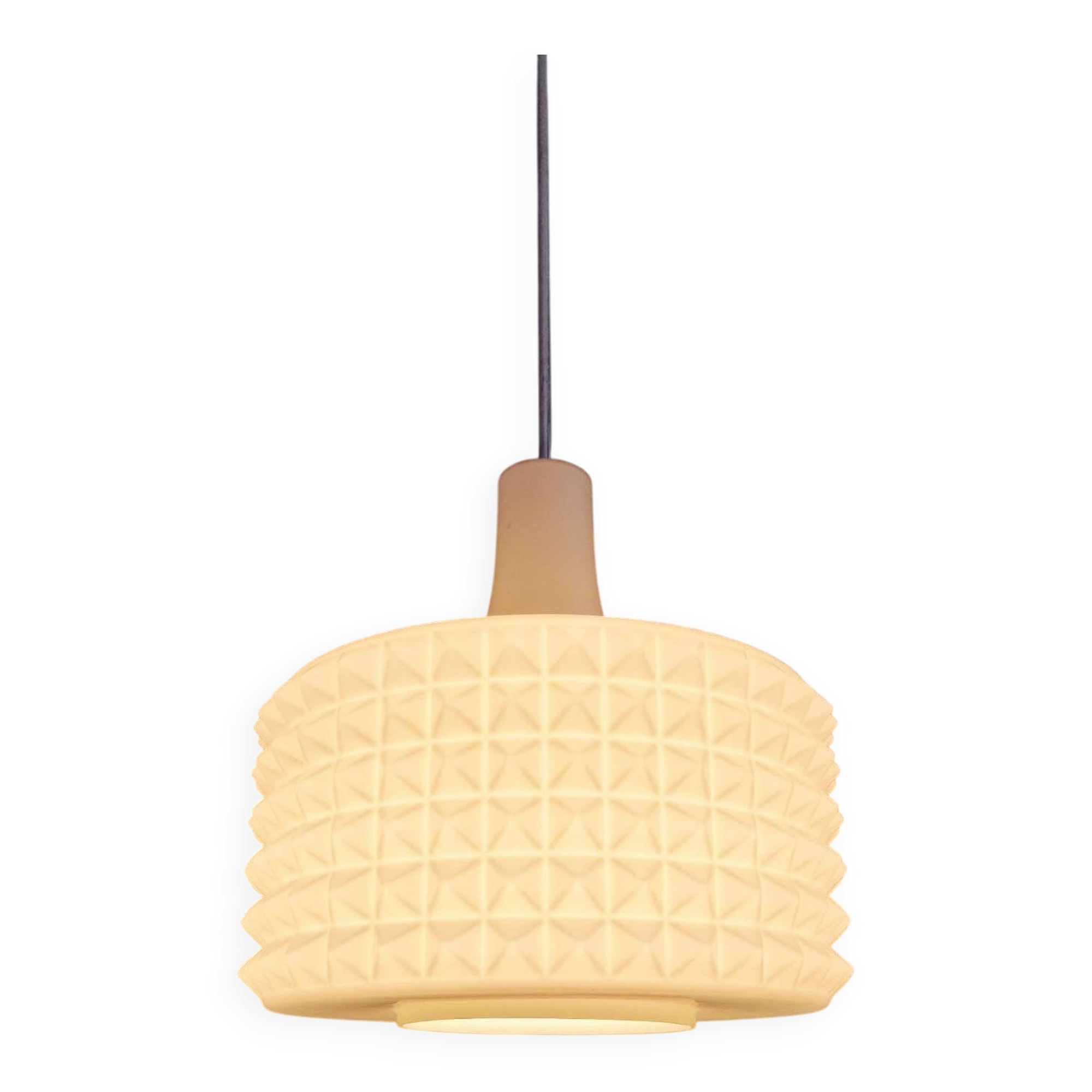 Large white opaline pendant light, Ivan Jakes design, 1960s