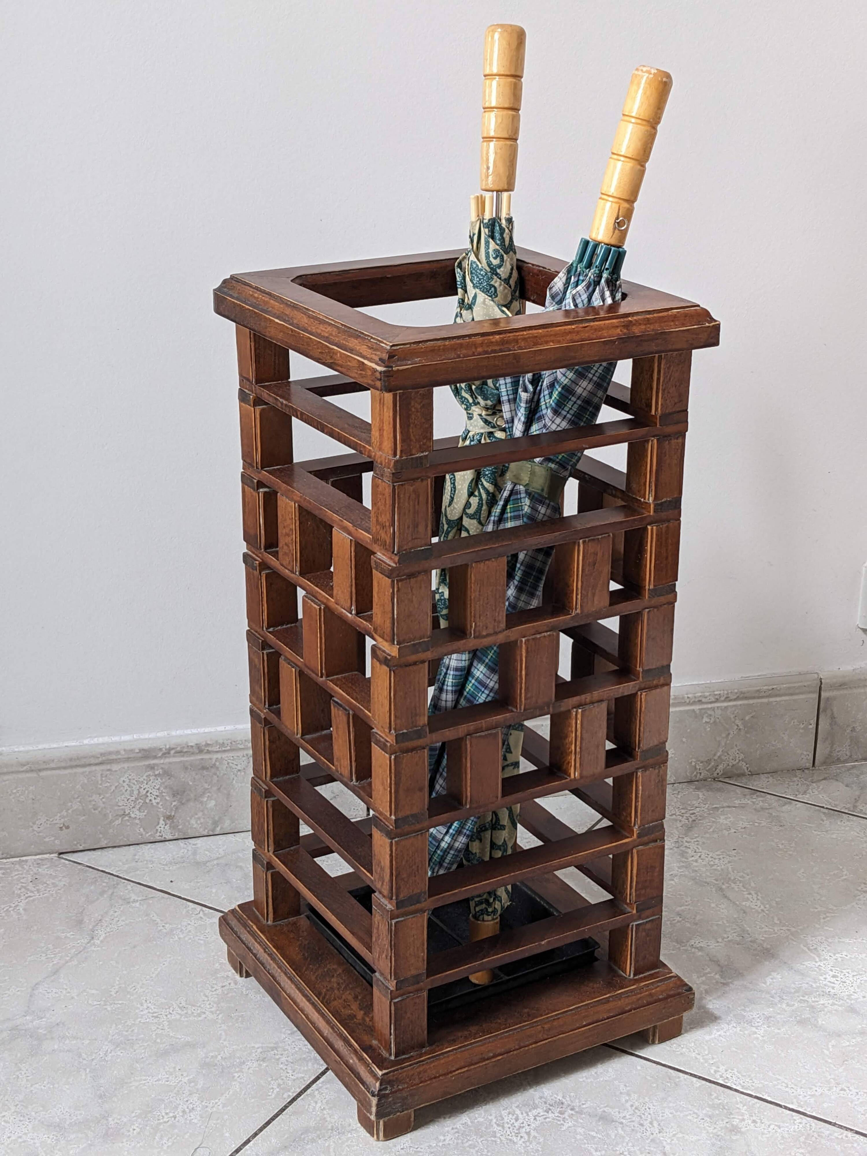 Vintage wooden umbrella stand