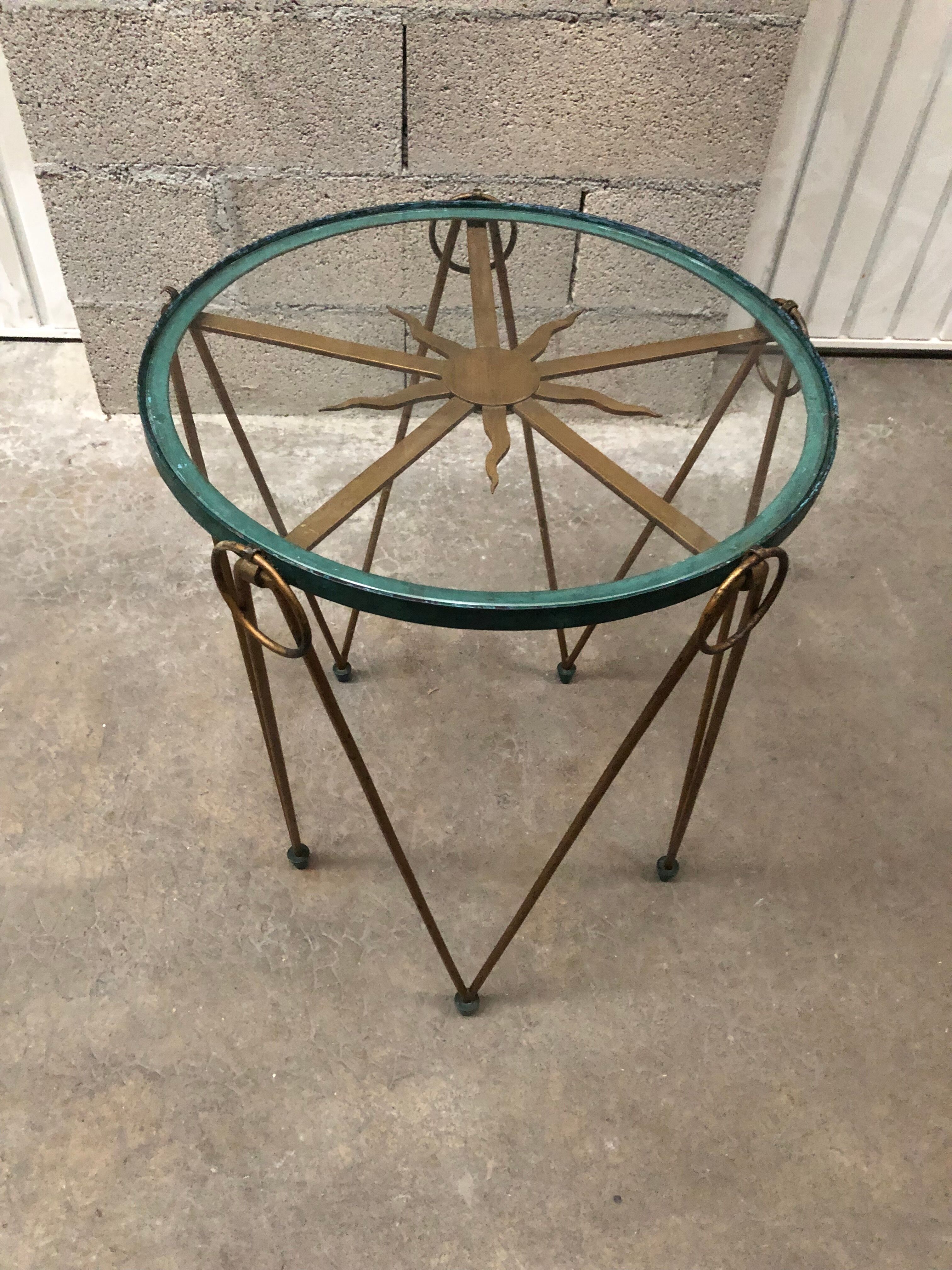 Art deco pedestal table wrought iron