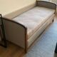 Elegant antique Napoleon III chaise longue – solid wood & beige velvet