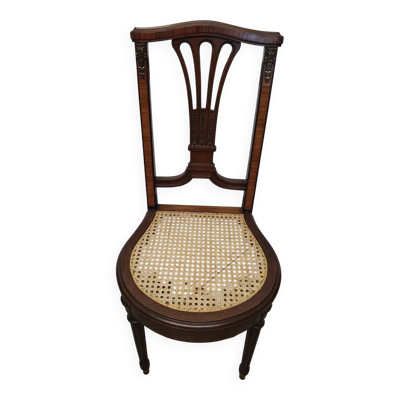Ancienne Chaise Style Louis XVI Assise Cannée