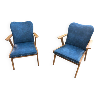 Vintage armchairs with compass feet from the 60s