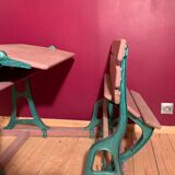Cast iron and wood school desk