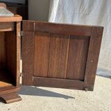 Art Deco wooden bedside table with marble top and one drawer