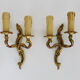 Old pair of wall sconces with double fires in real bronze, acanthus leaf. Year 50
