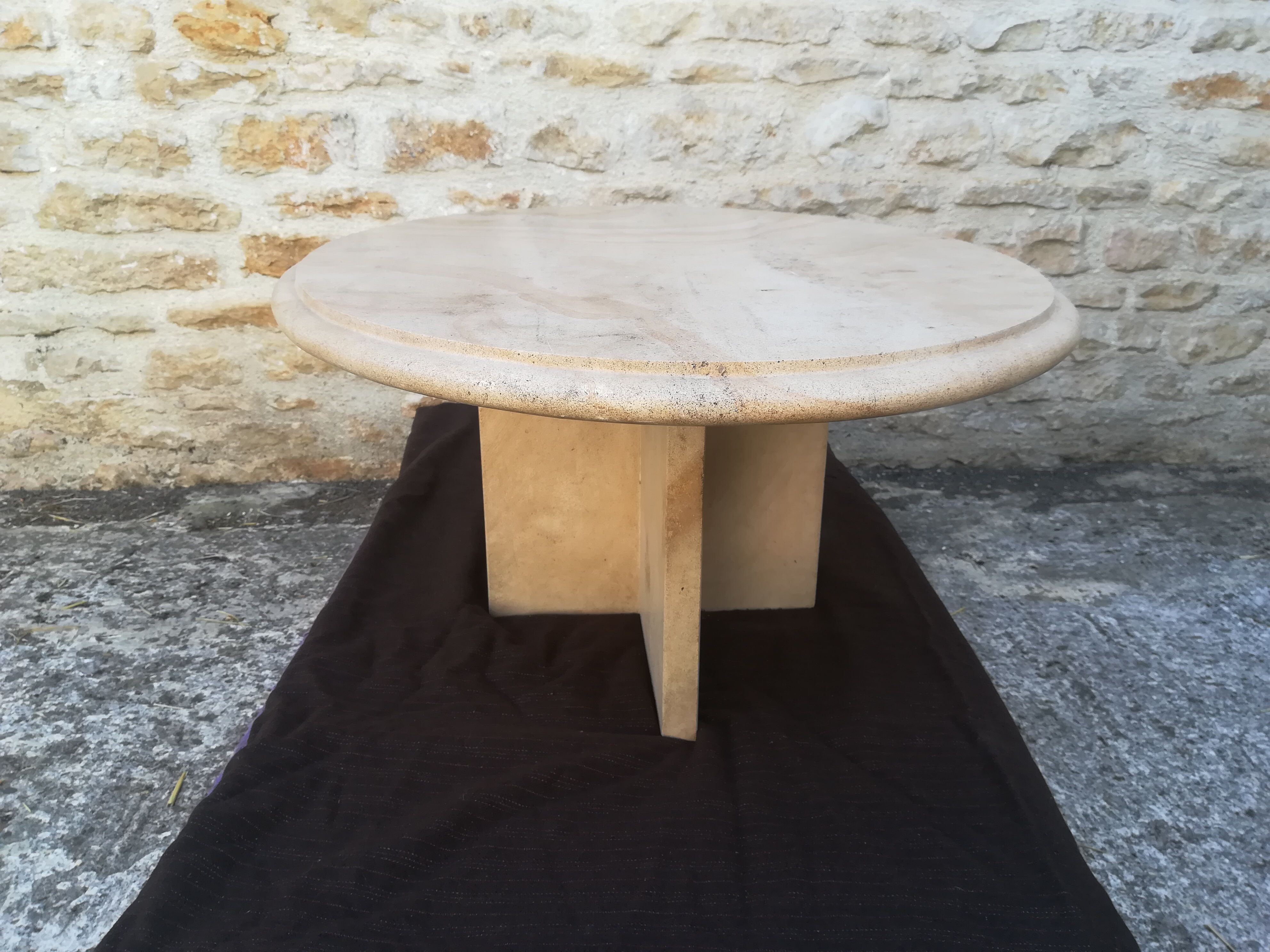 Natural travertine coffee table