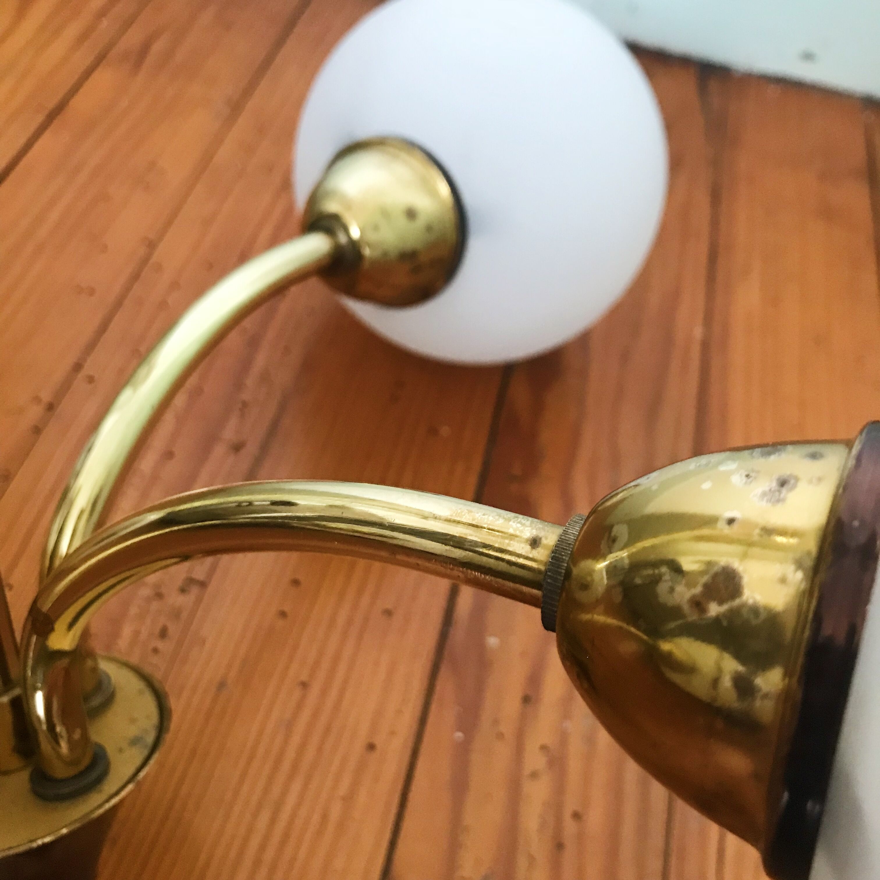 Glass and brass chandelier 50s/60s