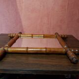 Old bamboo style wooden mirror vintage decoration