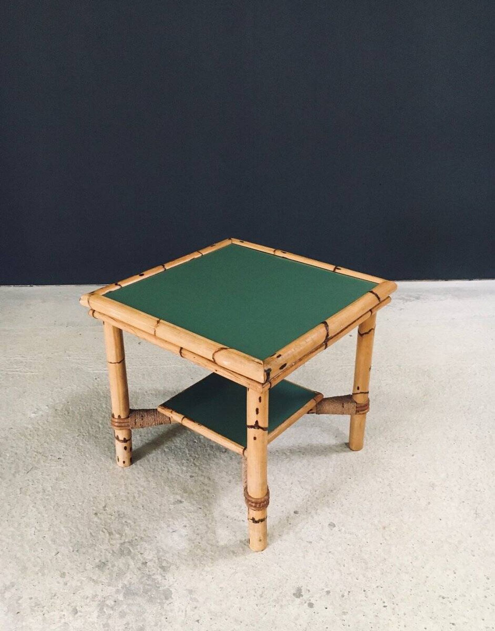 Mediterranean Bamboo Side Table in the style of Audoux Minet, France, 1950s