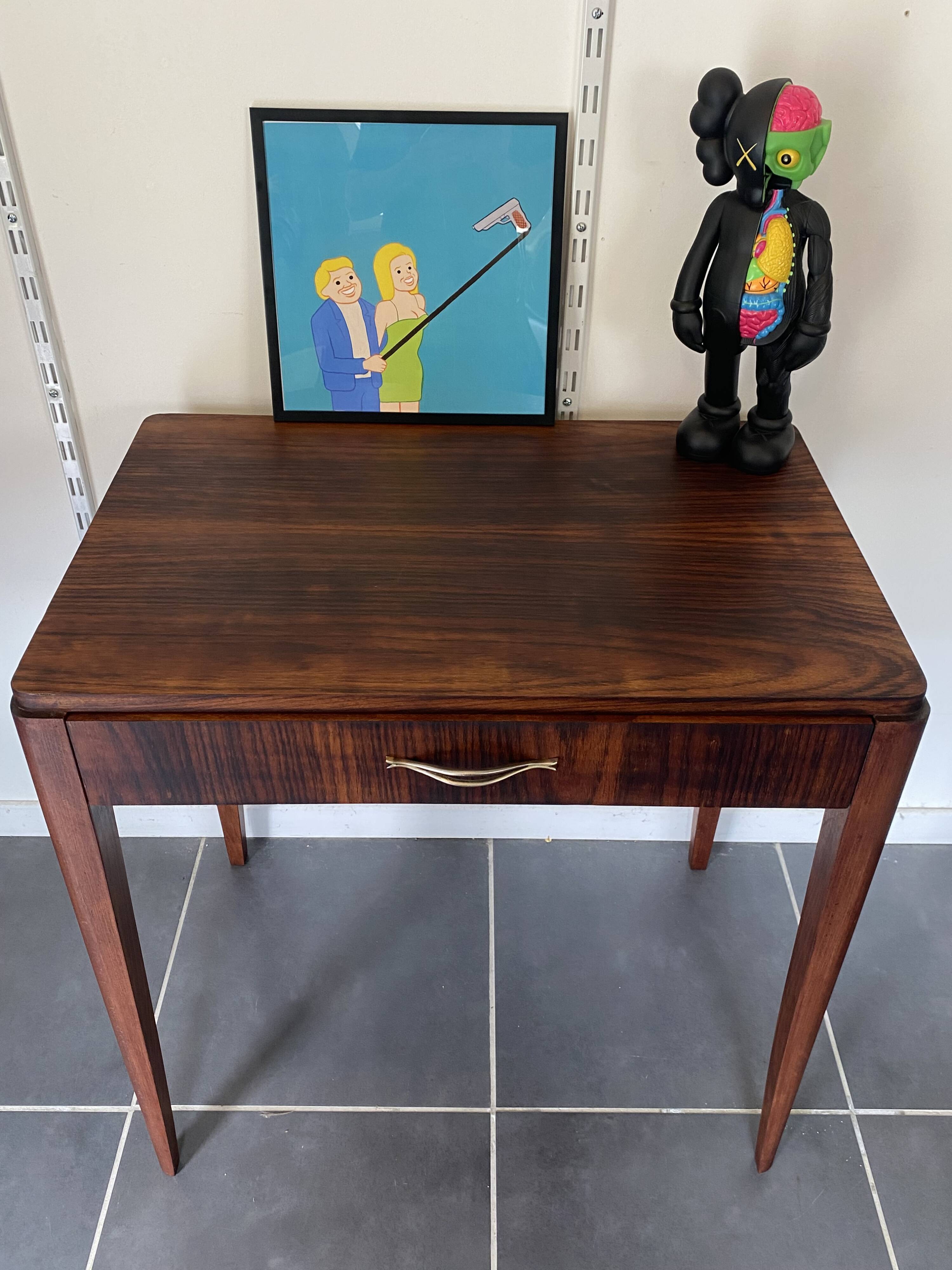 Side table, desk with 1 drawer in rosewood veneer, 1950.