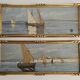 Set of 2 Oil Paintings on Wooden Panels Marine Sailboats Signed Salain