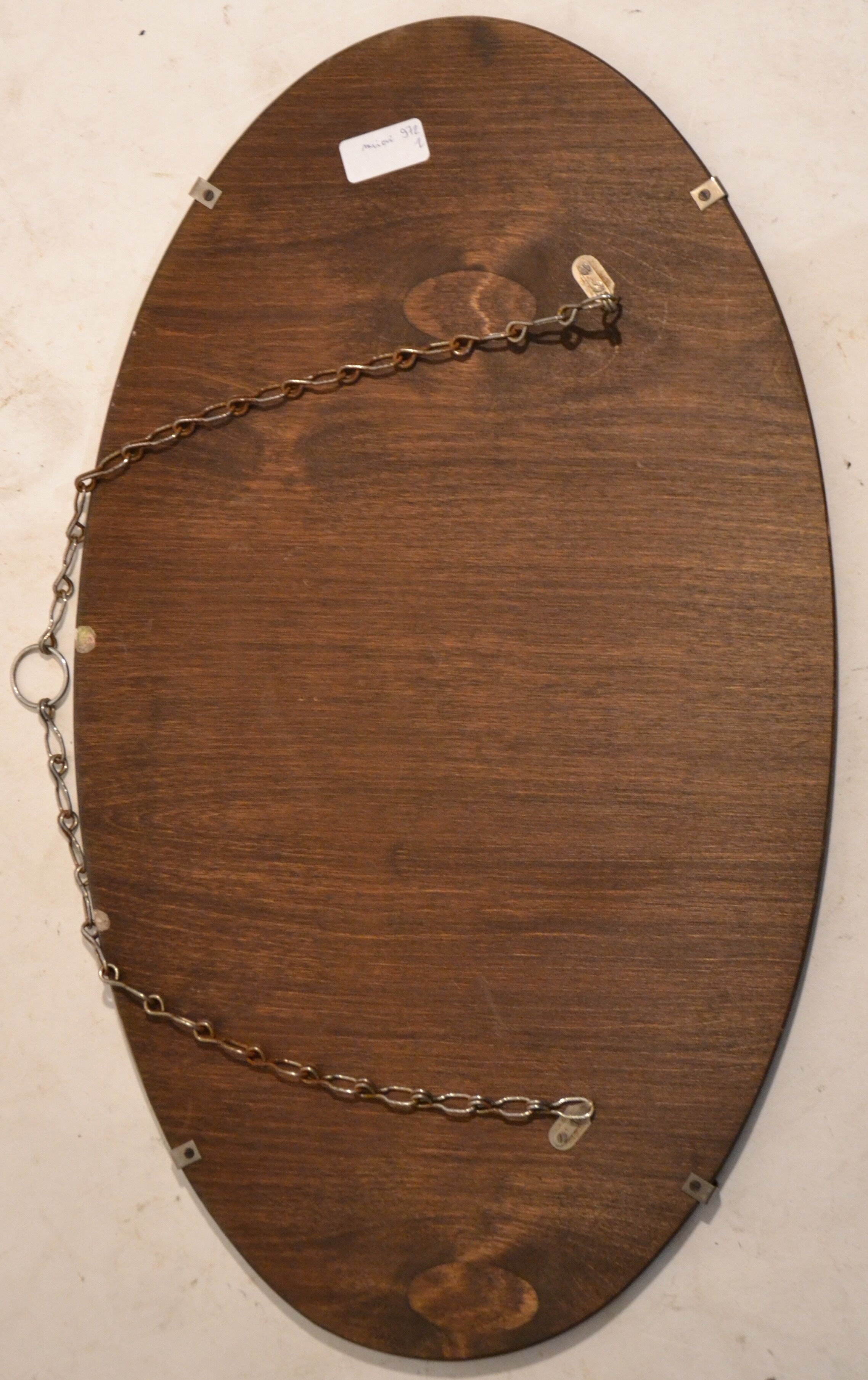 Beveled mirror oval 50 years 60 x 34 cm