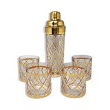 2000s cocktail shaker with 4 glasses by Altuzarra. Made in Usa