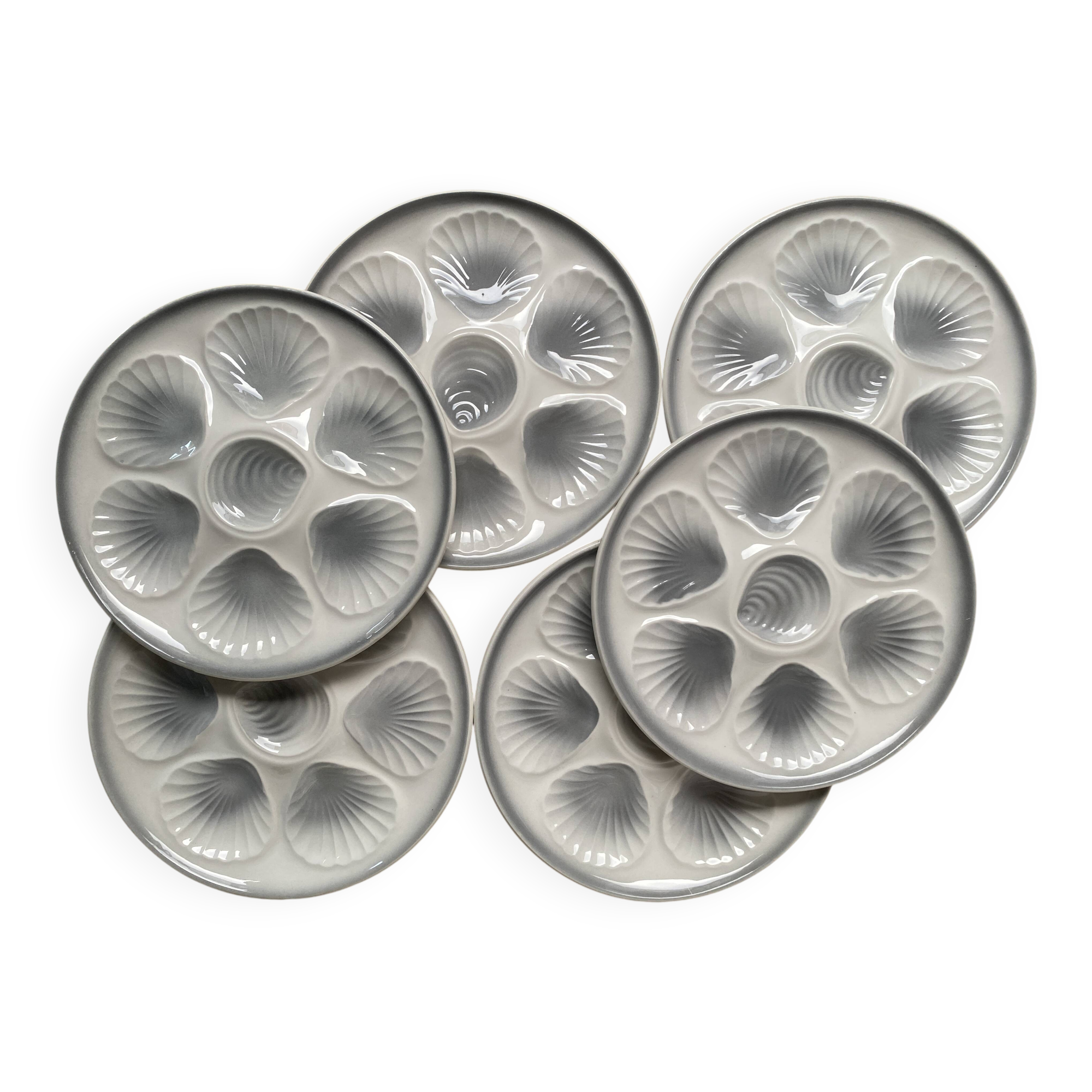 Set of 6 oyster plates Moulin des loups Orchies