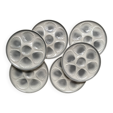 Set of 6 oyster plates Moulin des loups Orchies