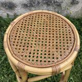 Vintage rattan and cane side table