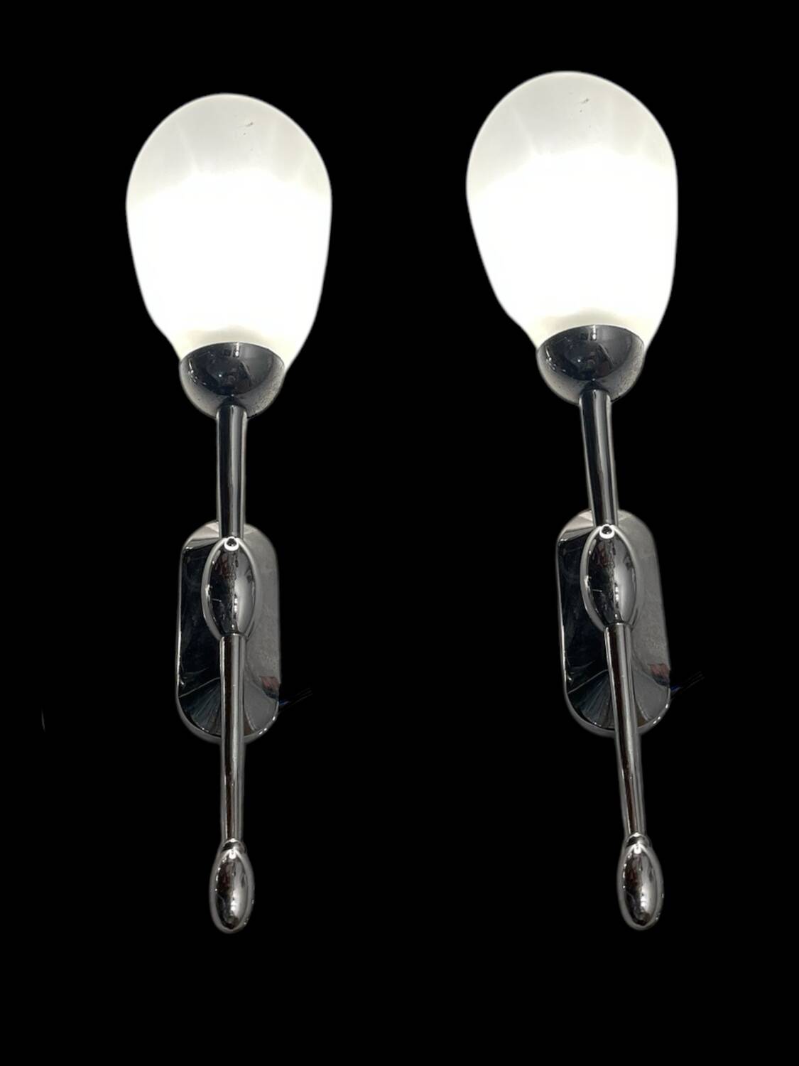 Chrome Satinated Glass Sconces Set of 2 1970’s