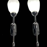 Chrome Satinated Glass Sconces Set of 2 1970’s